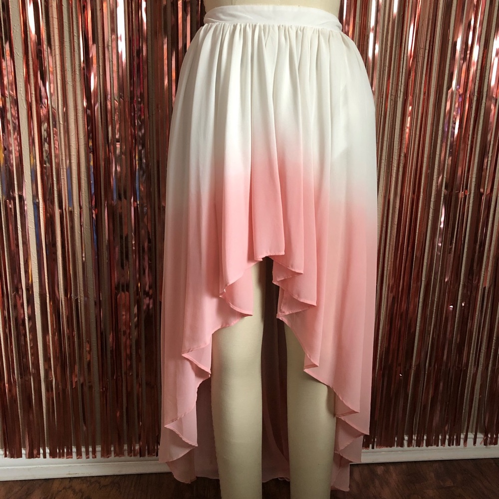 Pink Ombré High Low Skirt